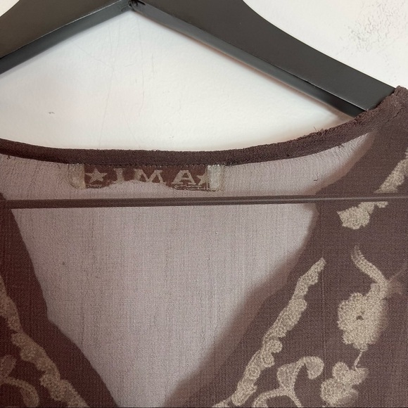 AML Brown Long Sleeve Sheer Top - Picture 14 of 15